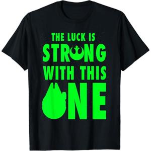 imageStar Wars Luck Is Strong Bold Saint Patrick Graphic TShirt TShirtBlack
