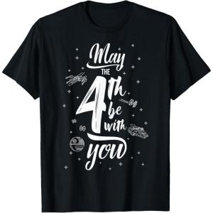 imageStar Wars May The 4th Be With You Space Text TShirtBlack