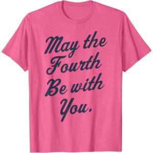 imageStar Wars May The Fourth Be With You Cursive Poster TShirtPink Heather