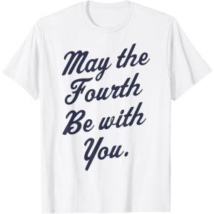 imageStar Wars May The Fourth Be With You Cursive Poster TShirtWhite