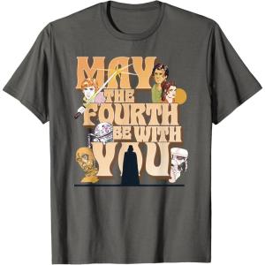 imageStar Wars May The Fourth Be With You Main Characters TShirtAsphalt Grey