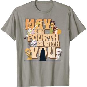 imageStar Wars May The Fourth Be With You Main Characters TShirtSlate Grey