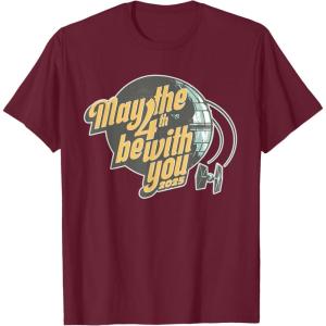 imageStar Wars May the 4th Be With You 2025 Death Star Retro TShirtBurgundy