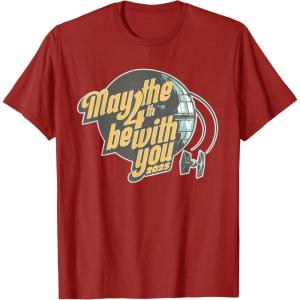 imageStar Wars May the 4th Be With You 2025 Death Star Retro TShirtCranberry Red