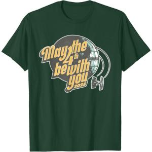 imageStar Wars May the 4th Be With You 2025 Death Star Retro TShirtDark Green
