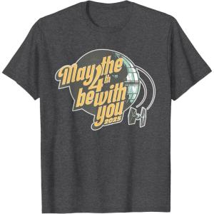 imageStar Wars May the 4th Be With You 2025 Death Star Retro TShirtDark Heather Grey
