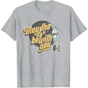 imageStar Wars May the 4th Be With You 2025 Death Star Retro TShirtHeather Grey