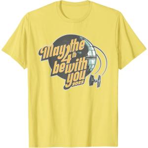 imageStar Wars May the 4th Be With You 2025 Death Star Retro TShirtLemon Yellow