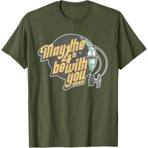 imageStar Wars May the 4th Be With You 2025 Death Star Retro TShirtOlive Green