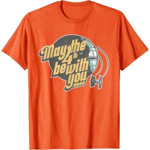 imageStar Wars May the 4th Be With You 2025 Death Star Retro TShirtOrange