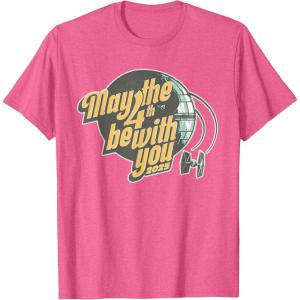 imageStar Wars May the 4th Be With You 2025 Death Star Retro TShirtPink Heather