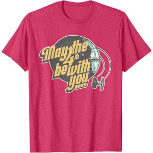 imageStar Wars May the 4th Be With You 2025 Death Star Retro TShirtRed Heather