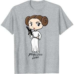 imageStar Wars Princess Leia Cute Cartoon Graphic TShirt TShirtHeather Grey