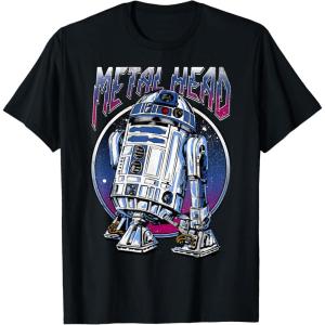 imageStar Wars R2D2 Metal Head Vintage Disney TShirtBlack