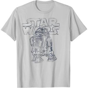 imageStar Wars R2D2 Vintage Distressed C2 Disney TShirtSilver Grey