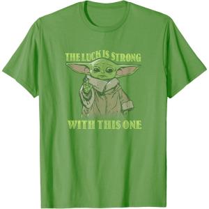 imageStar Wars St Patricks Day Grogu The Luck Is Strong TShirtGrass Green