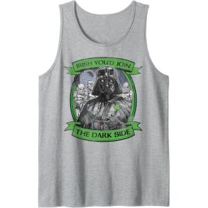 imageStar Wars St Patricks Day Irish Youd Join The Dark Side Tank TopHeather Grey