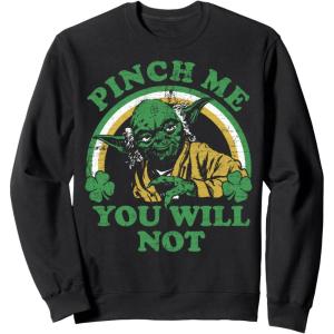 imageStar Wars St Patricks Day Yoda Pinch Me Rainbow SweatshirtBlack