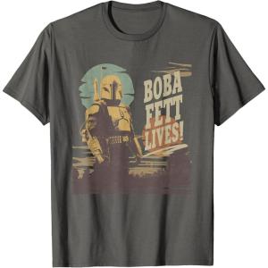 imageStar Wars The Book of Boba Fett Lives TShirtAsphalt Grey