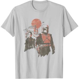 imageStar Wars The Book of Boba Fett and Fennec Shand TShirtSilver Grey
