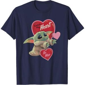 imageStar Wars The Mandalorian Grogu Be Mine Valentine TShirtNavy Blue