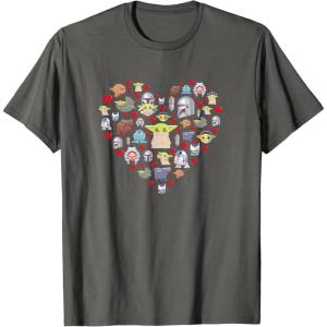 imageStar Wars The Mandalorian Grogu Heart Valentines Day TShirtAsphalt Grey
