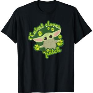 imageStar Wars The Mandalorian Grogu St Patricks Day Clovers TShirtBlack