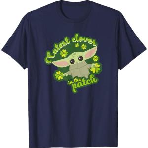 imageStar Wars The Mandalorian Grogu St Patricks Day Clovers TShirtNavy Blue
