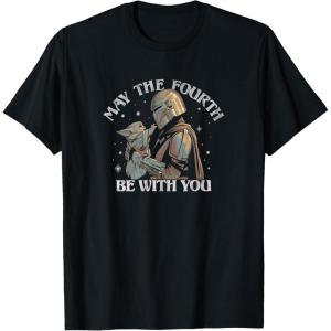 imageStar Wars The Mandalorian May The Fourth Be With You Stamp TShirtBlack