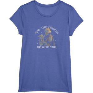 imageStar Wars The Mandalorian May The Fourth Be With You Stamp TShirtBright Blue Heather
