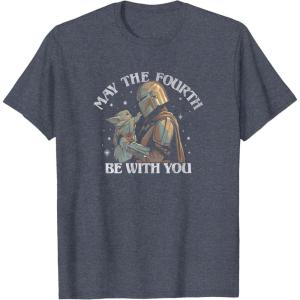 imageStar Wars The Mandalorian May The Fourth Be With You Stamp TShirtHeather Blue