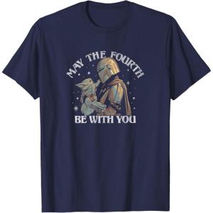 imageStar Wars The Mandalorian May The Fourth Be With You Stamp TShirtNavy Blue