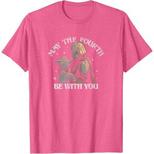 imageStar Wars The Mandalorian May The Fourth Be With You Stamp TShirtPink Heather