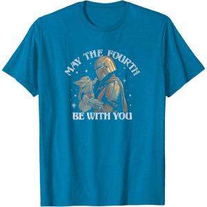 imageStar Wars The Mandalorian May The Fourth Be With You Stamp TShirtSapphire Blue