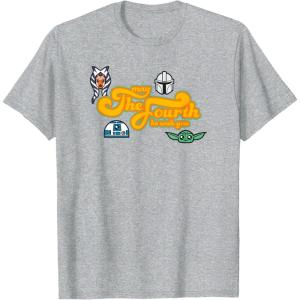 imageStar Wars The Mandalorian May The Fourth Character Icons TShirtHeather Grey