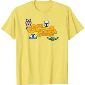 imageStar Wars The Mandalorian May The Fourth Character Icons TShirtLemon Yellow