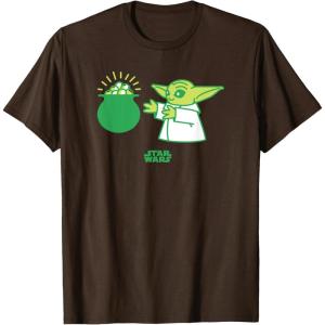 imageStar Wars The Mandalorian St Patricks Day Pot O Gold TShirtBrown