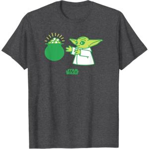 imageStar Wars The Mandalorian St Patricks Day Pot O Gold TShirtDark Heather Grey