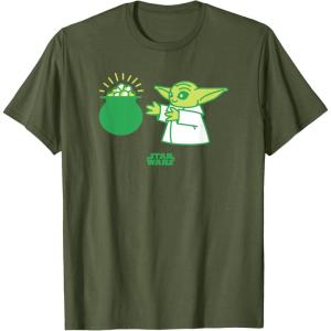 imageStar Wars The Mandalorian St Patricks Day Pot O Gold TShirtOlive Green