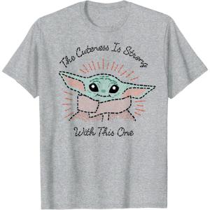 imageStar Wars The Mandalorian The Child Cuteness Is Strong TShirtHeather Grey