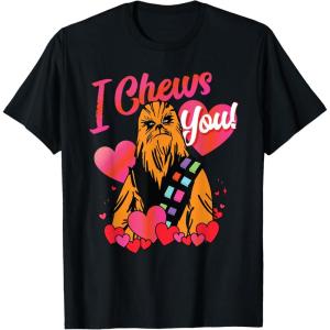 imageStar Wars Valentines Day Chewbacca Hearts I Chews You TShirtBlack