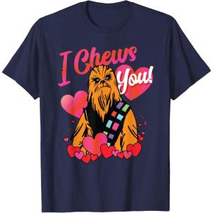 imageStar Wars Valentines Day Chewbacca Hearts I Chews You TShirtNavy Blue