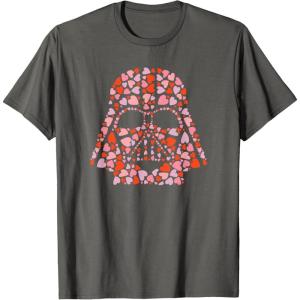 imageStar Wars Valentines Day Darth Vader Helmet Love Hearts TShirtAsphalt Grey