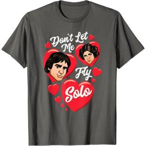 imageStar Wars Valentines Day Han ampamp Leia Dont Let Me Fly Solo TShirtAsphalt Grey