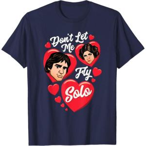 imageStar Wars Valentines Day Han ampamp Leia Dont Let Me Fly Solo TShirtNavy Blue