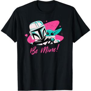 imageStar Wars Valentines Day The Mandalorian and Grogu Be Mine TShirtBlack