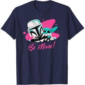 imageStar Wars Valentines Day The Mandalorian and Grogu Be Mine TShirtNavy Blue