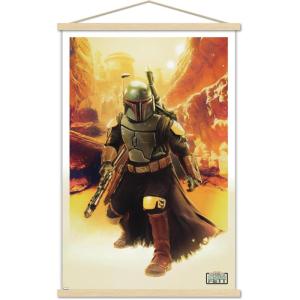 imageTrends International Star Wars The Book of Boba Fett  Boba In Canyon Wall Poster 22375quot x 34quot Premium Unframed VersionPremium Print and Beechwood Hanger Bundle