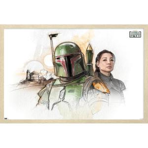 imageTrends International Star Wars The Book of Boba Fett  Boba and Fennec Shand Illustrated Wall Poster 34L x 224W Premium Unframed VersionBlonde Framed Version