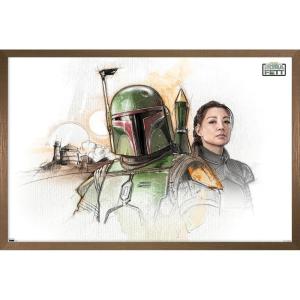 imageTrends International Star Wars The Book of Boba Fett  Boba and Fennec Shand Illustrated Wall Poster 34L x 224W Premium Unframed VersionBronze Framed Version